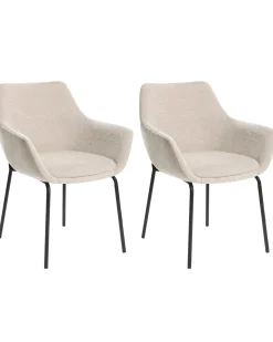 Sæt med 2 spisebordsstole BOWDON Chenille Lys Beige