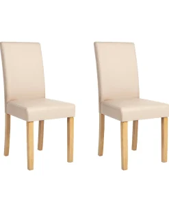 Sæt med 2 spisebordsstole BROADWAY Kunstlæder Beige