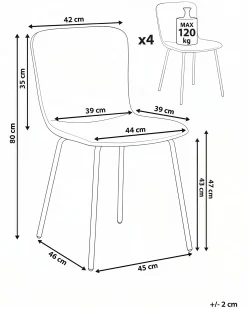 Sæt med 4 spisebordsstole CALDWELL Lys Beige