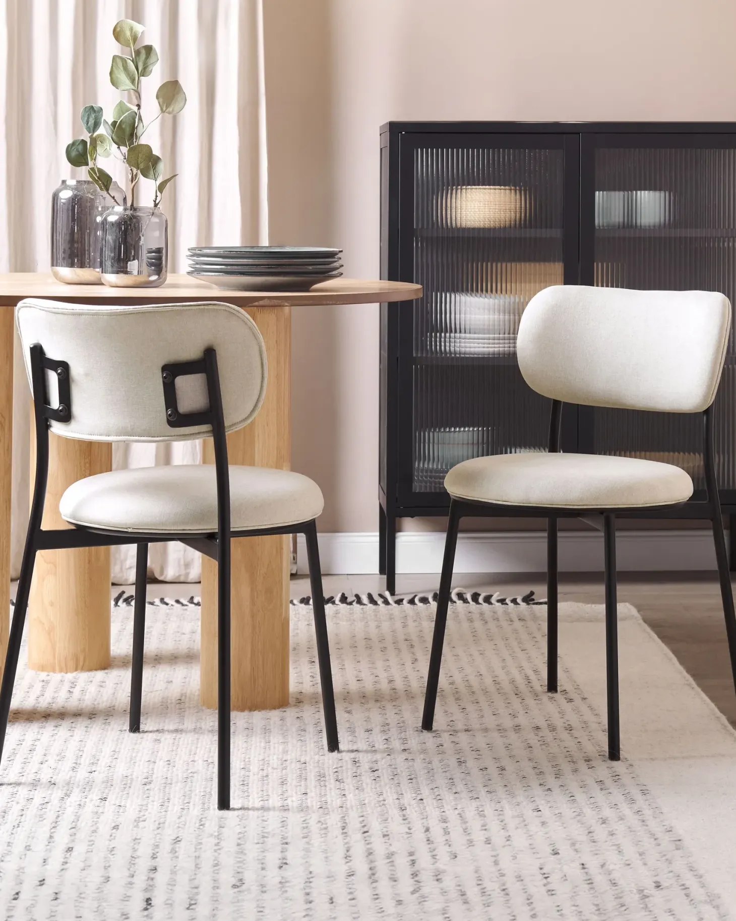 Sæt med 2 spisebordsstole CASEY Lys Beige