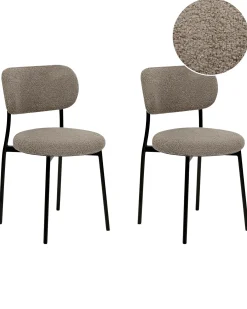 Sæt med 2 spisebordsstole CASEY Boucle Brungrå