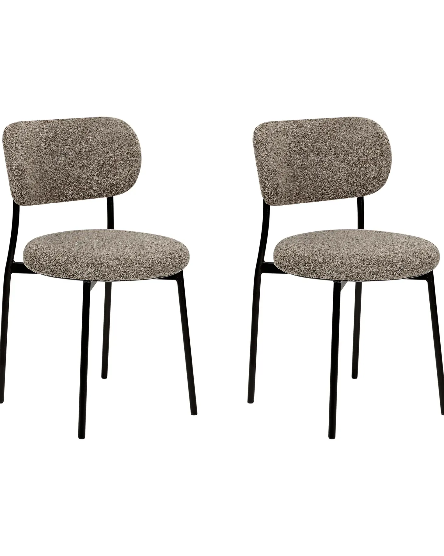 Sæt med 2 spisebordsstole CASEY Boucle Brungrå