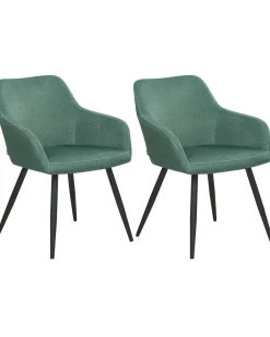 Sæt med 2 spisebordsstole CASMALIA Velour Mørkegrøn