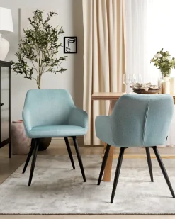 Sæt med 2 spisebordsstole CASMALIA Velour Himmelblå