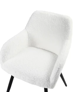 Sæt med 2 spisebordsstole CASMALIA Boucle Cremehvid