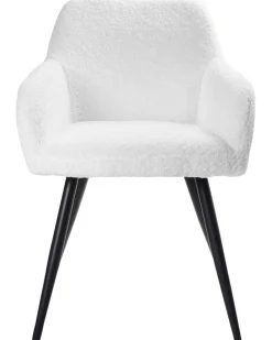 Sæt med 2 spisebordsstole CASMALIA Boucle Cremehvid