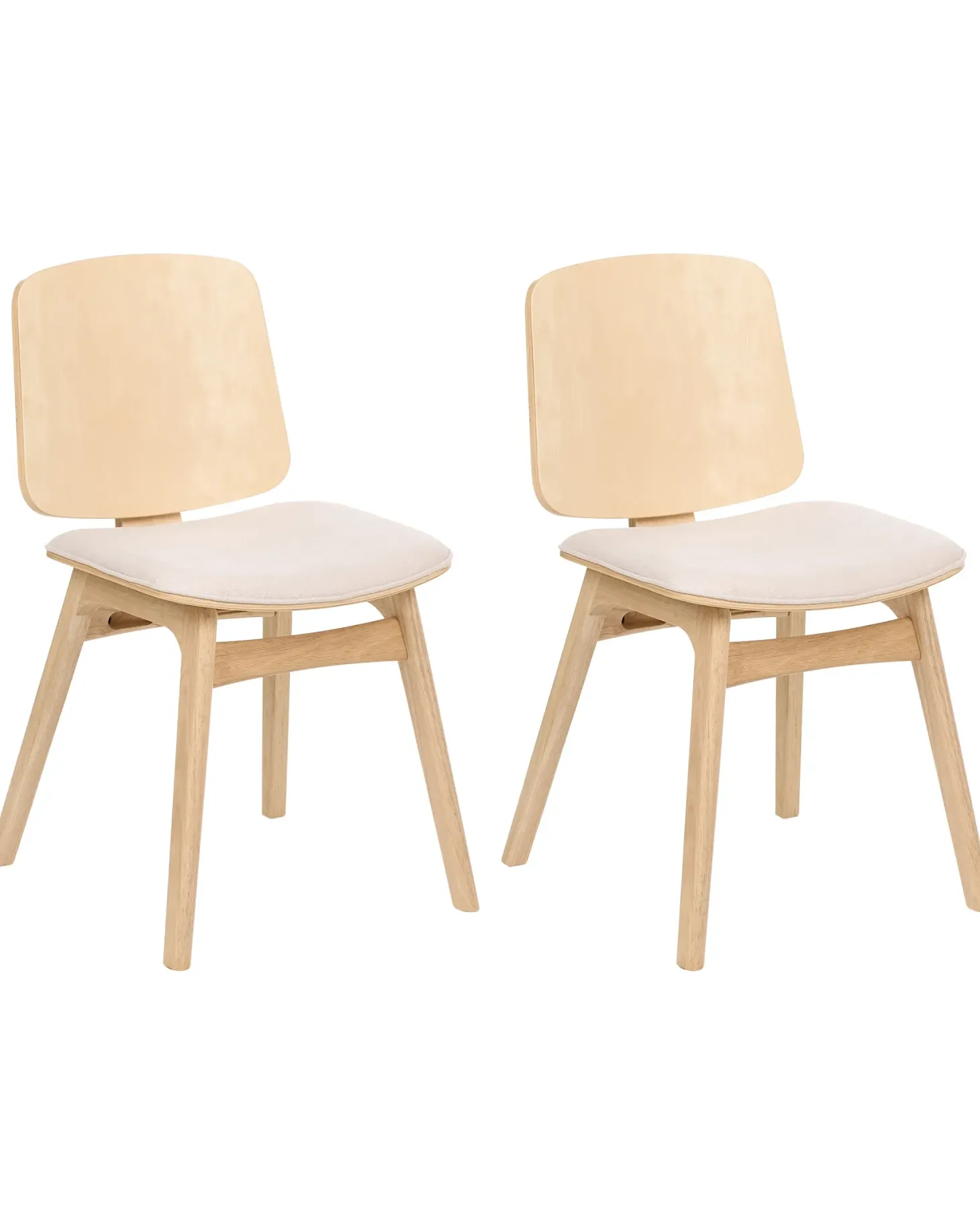 Sæt med 2 spisebordsstole CHARLESTON Træ Lysebrun/lys beige