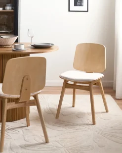 Sæt med 2 spisebordsstole CHARLESTON Træ Lysebrun/lys beige