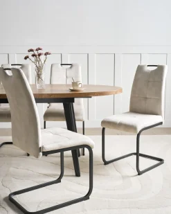 Sæt med 4 spisebordsstole CISCO Lys Beige