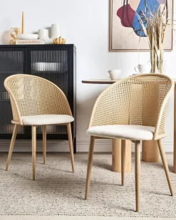 Sæt med 2 spisebordsstole CORNELL Metal Lys Beige