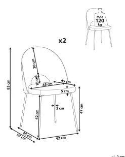 Sæt med 2 spisebordsstole COVELO Velour Sort