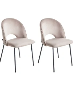 Sæt med 2 spisebordsstole COVELO Velour Brungrå