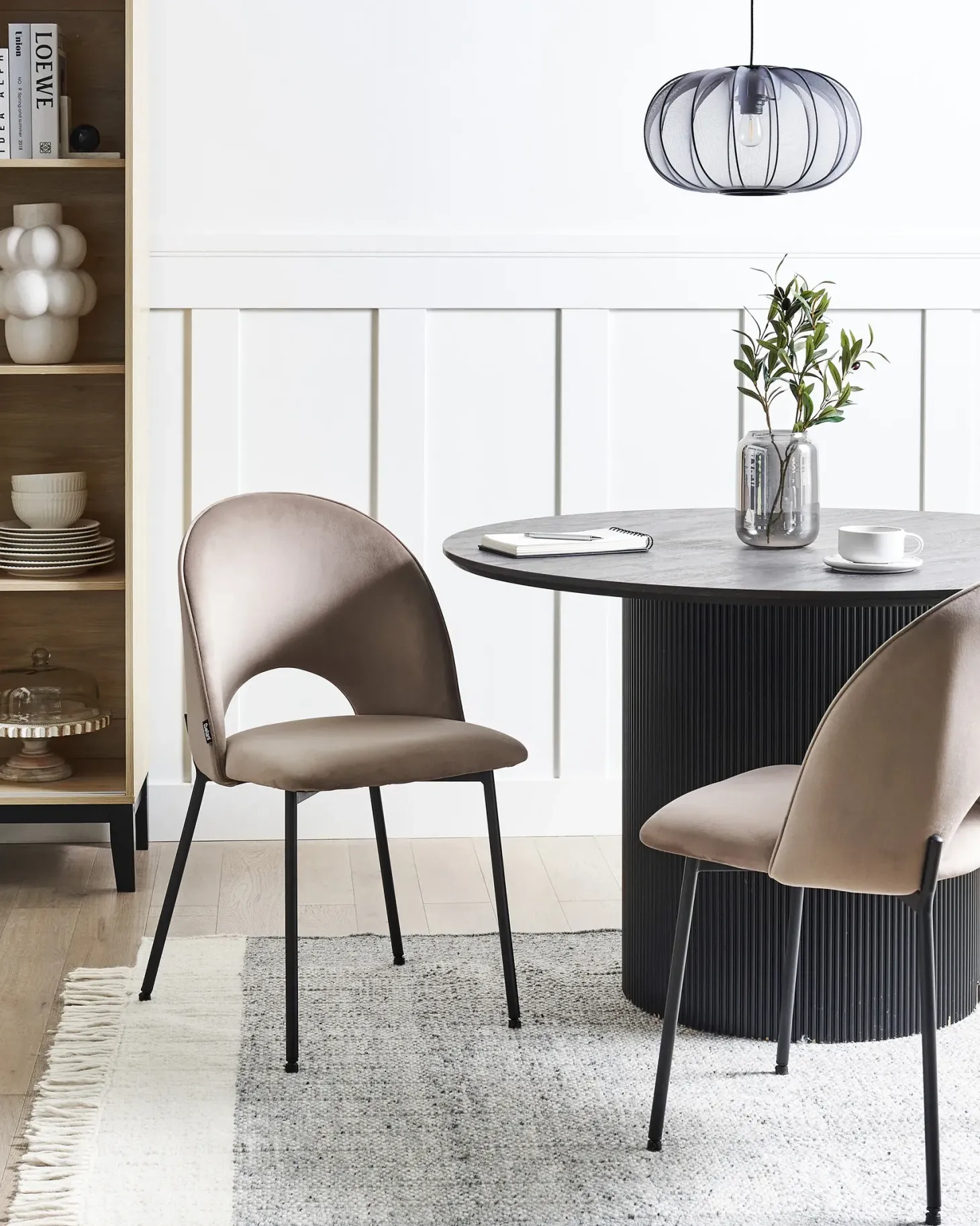Sæt med 2 spisebordsstole COVELO Velour Brungrå