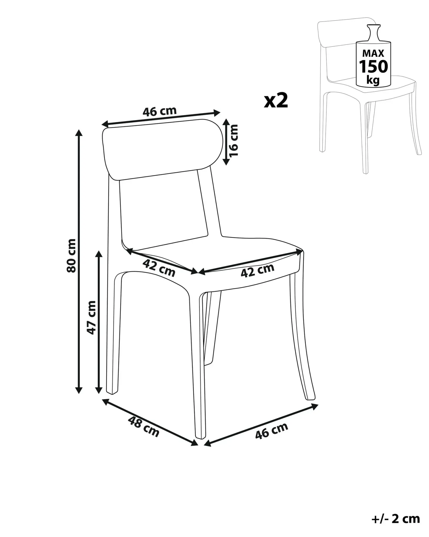 Sæt med 2 spisebordsstole COVINGTON Transparent