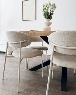 Sæt med 2 spisebordsstole COWLEY Chenille Lys Beige