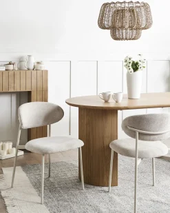 Sæt med 2 spisebordsstole COWLEY Chenille Lys Beige