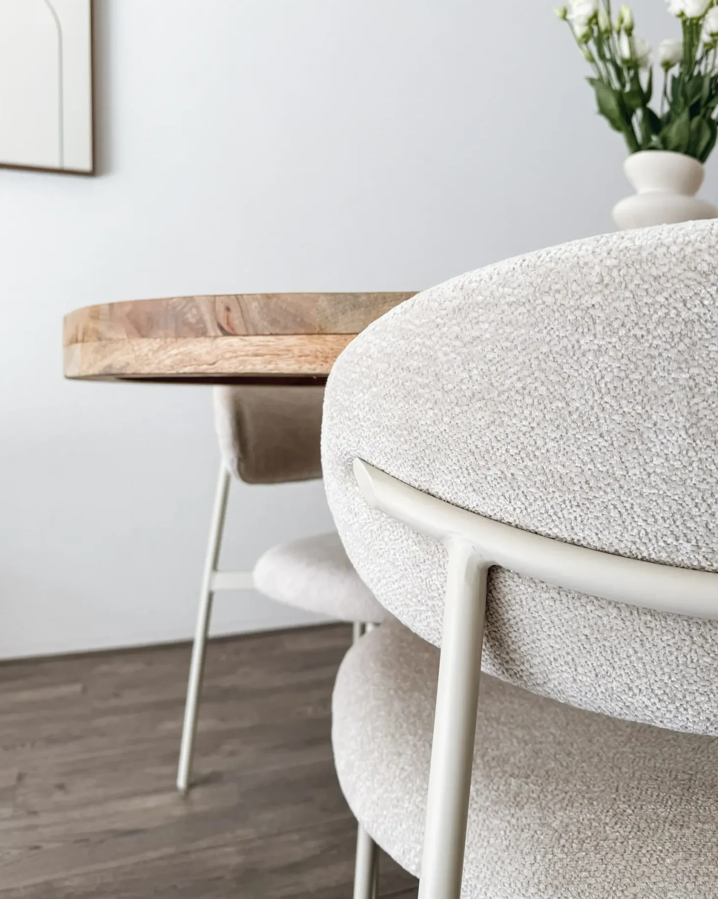 Sæt med 2 spisebordsstole COWLEY Chenille Lys Beige