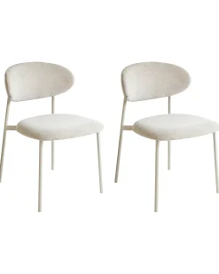 Sæt med 2 spisebordsstole COWLEY Chenille Lys Beige