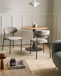 Sæt med 2 spisebordsstole COWLEY Chenille Brungrå