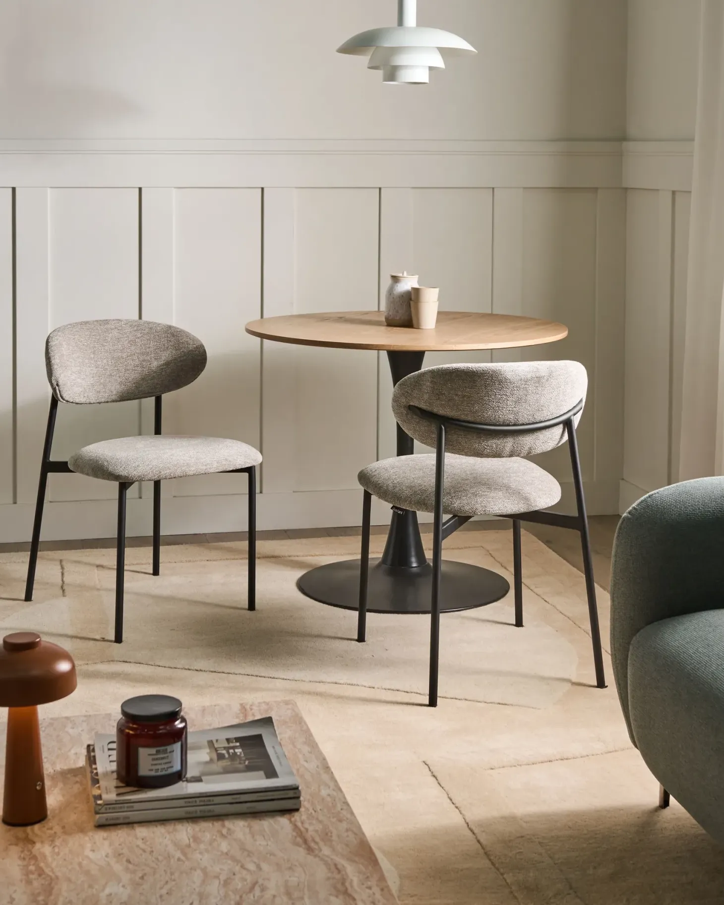 Sæt med 2 spisebordsstole COWLEY Chenille Brungrå