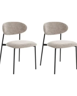 Sæt med 2 spisebordsstole COWLEY Chenille Brungrå
