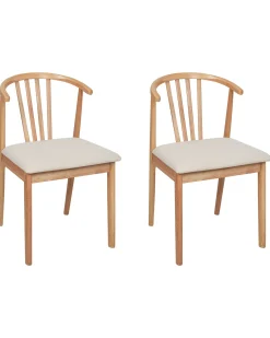 Sæt med 2 spisebordsstole CRAIG Træ Lysebrun/beige