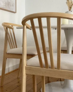 Sæt med 2 spisebordsstole CRAIG Træ Lysebrun/beige