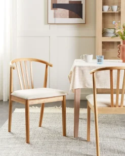Sæt med 2 spisebordsstole CRAIG Træ Lysebrun/beige