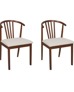 Sæt med 2 spisebordsstole CRAIG Træ Mørkebrun/beige