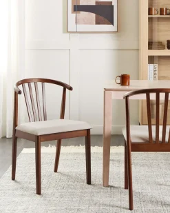 Sæt med 2 spisebordsstole CRAIG Træ Mørkebrun/beige