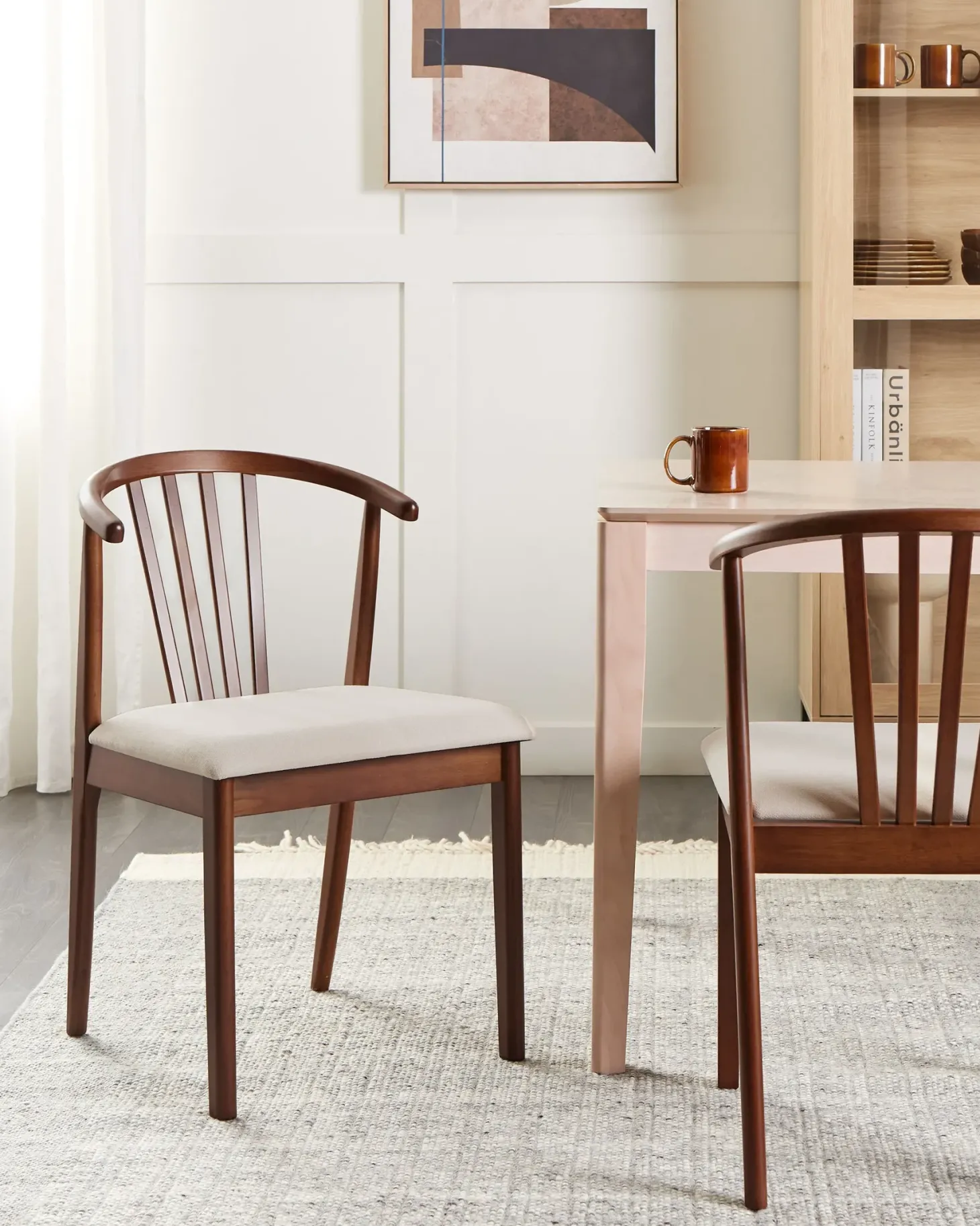 Sæt med 2 spisebordsstole CRAIG Træ Mørkebrun/beige