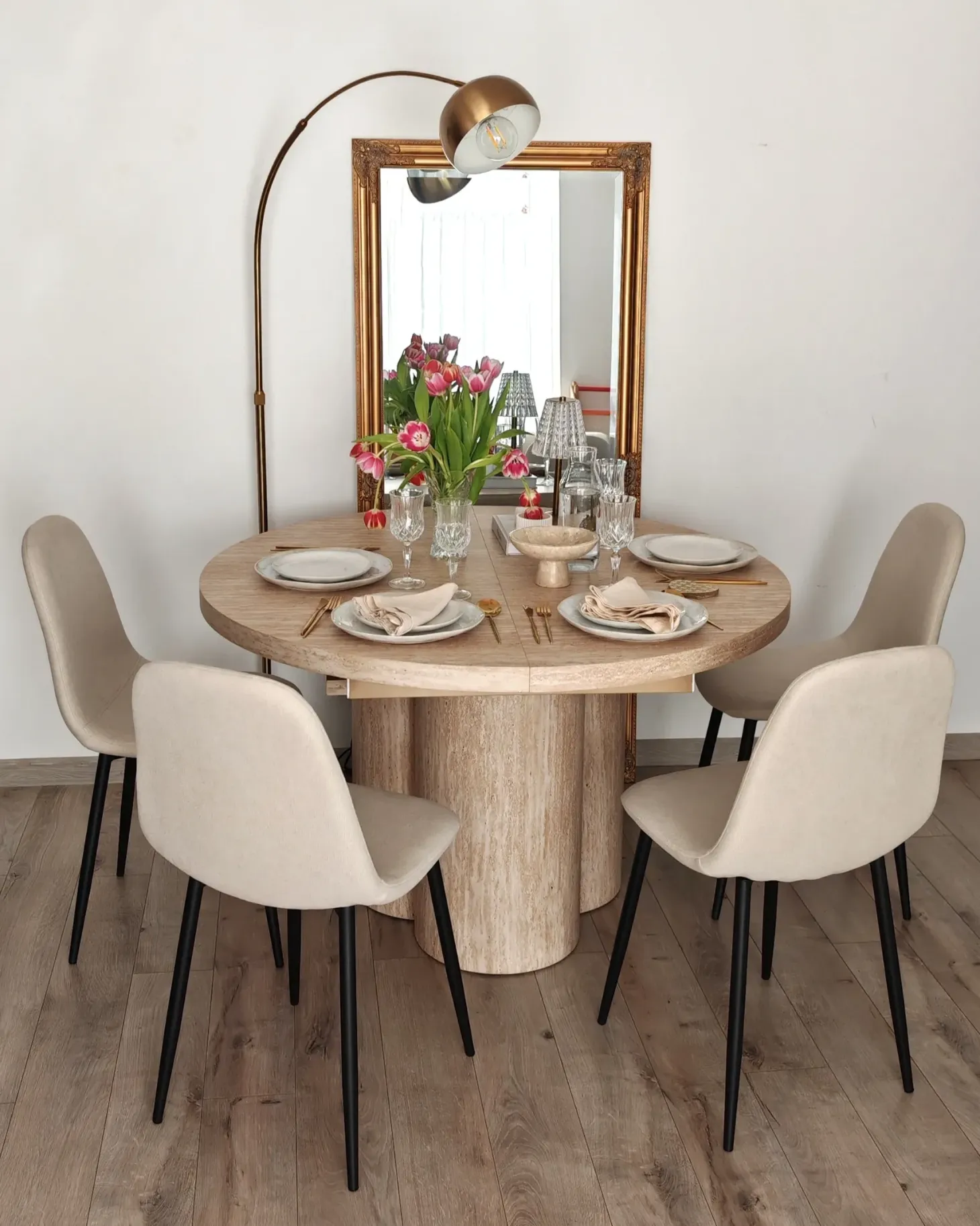 Sæt med 4 spisebordsstole CRANDALL Lys Beige
