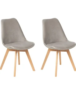 Sæt med 2 spisebordsstole DAKOTA II Velour Brungrå