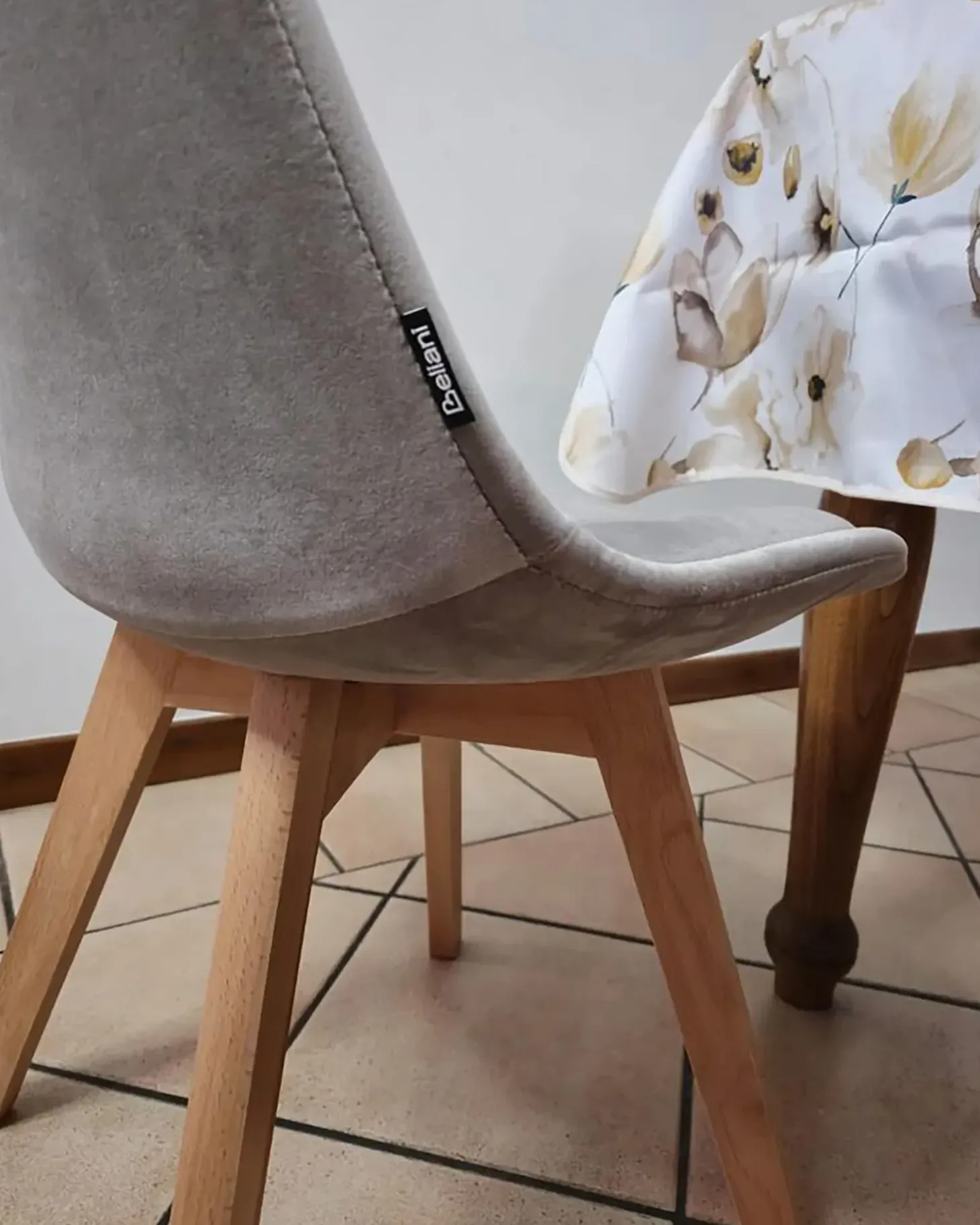 Sæt med 2 spisebordsstole DAKOTA II Velour Brungrå