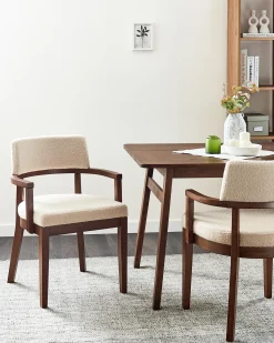 Sæt med 2 spisebordsstole DALBO Boucle Brun/lys beige