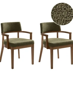 Sæt med 2 spisebordsstole DALBO Boucle Brun / Grøn