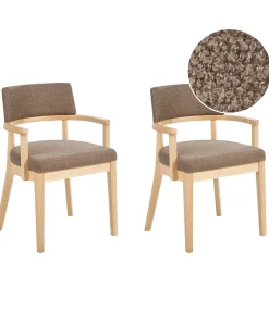 Sæt med 2 spisebordsstole DALBO Boucle Lysebrun/taupe