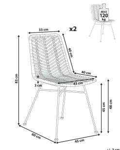Sæt med 2 spisebordsstole DILLEY Rattan Naturlig