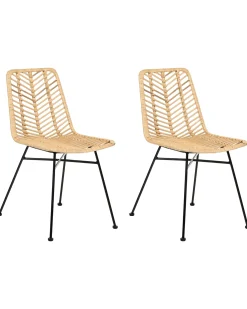 Sæt med 2 spisebordsstole DILLEY Rattan Naturlig