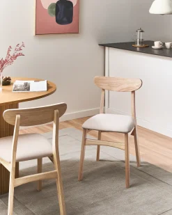 Sæt med 2 spisebordsstole DOYLE Træ Lysebrun/lys beige
