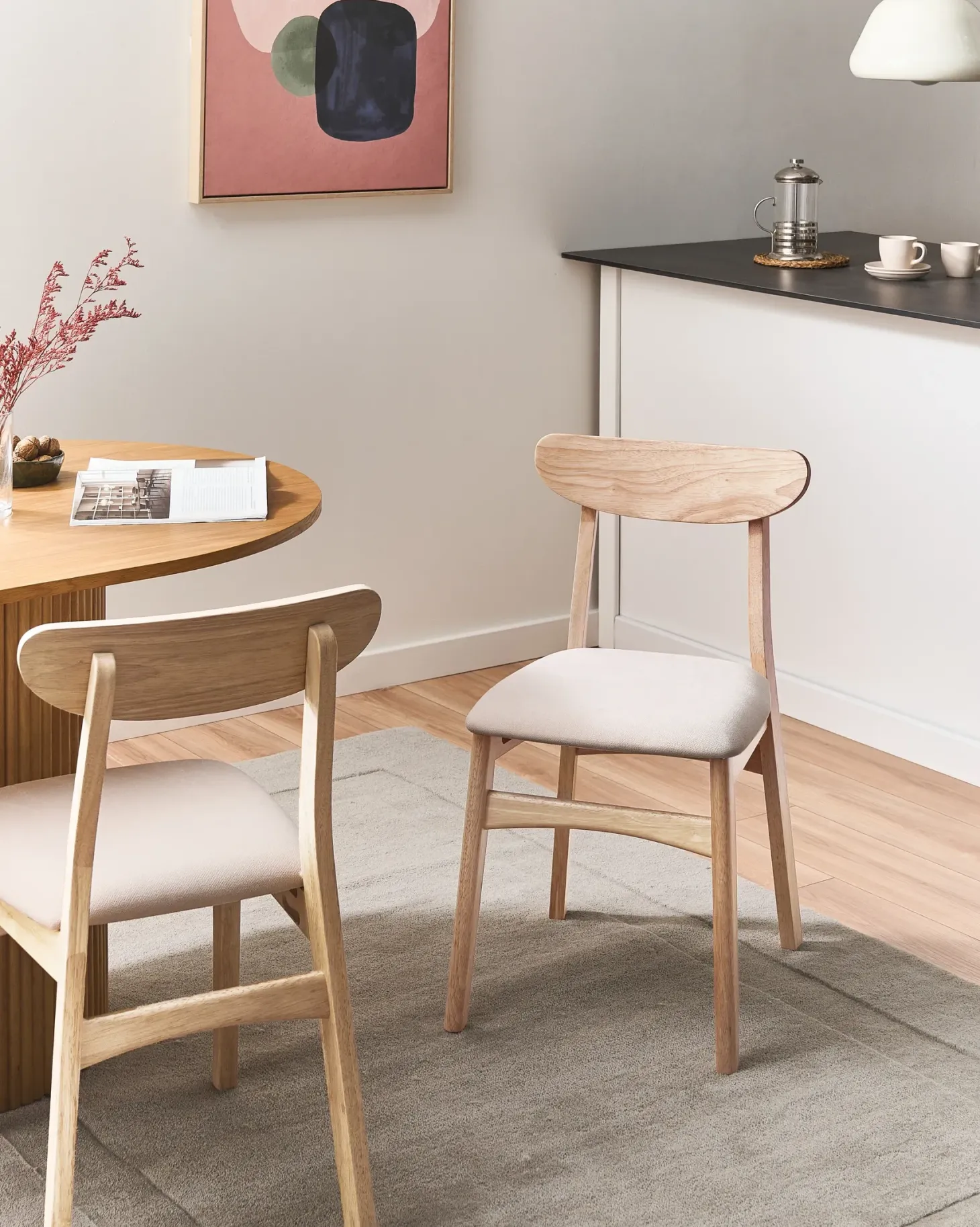 Sæt med 2 spisebordsstole DOYLE Træ Lysebrun/lys beige