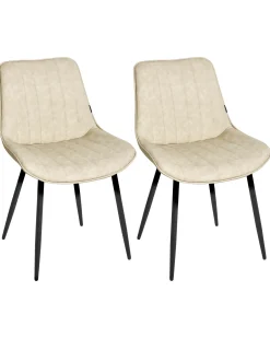 Sæt med 2 spisebordsstole DUBROVNIK Kunstlæder Lys Beige