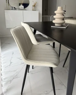 Sæt med 2 spisebordsstole DUBROVNIK Velour Lys Beige