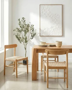 Sæt med 2 spisebordsstole EAGAN Træ Lysebrun/beige