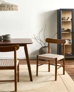 Sæt med 2 spisebordsstole EAGAN Træ Brun/beige