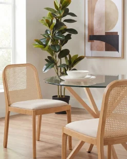 Sæt med 2 spisebordsstole EDINA Lysebrun/beige