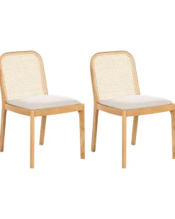 Sæt med 2 spisebordsstole EDINA Lysebrun/beige