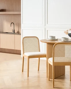 Sæt med 2 spisebordsstole EDINA Lysebrun/beige