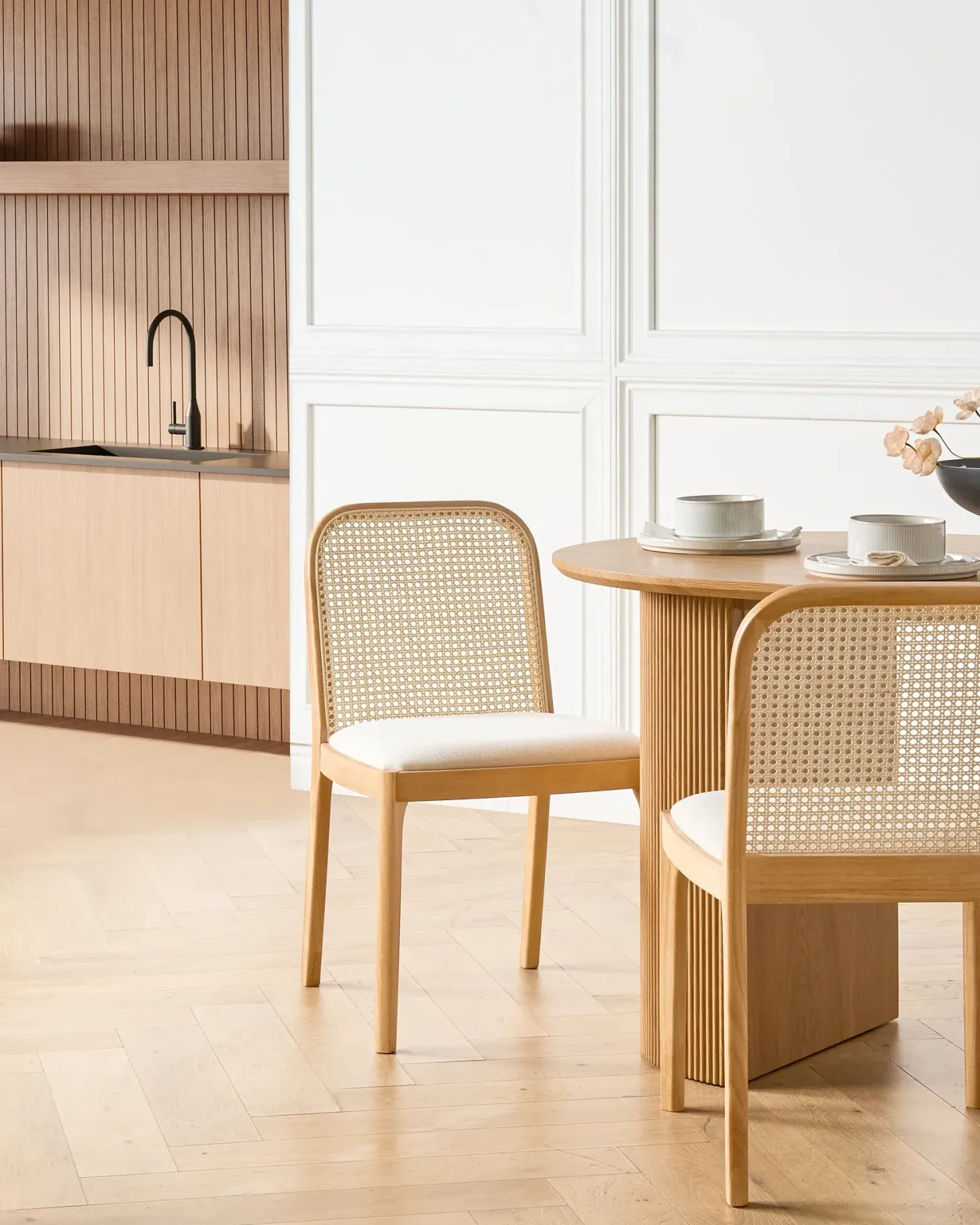 Sæt med 2 spisebordsstole EDINA Lysebrun/beige