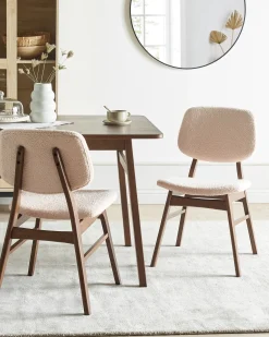 Sæt med 2 spisebordsstole ELAINE Boucle Mørkebrun/beige